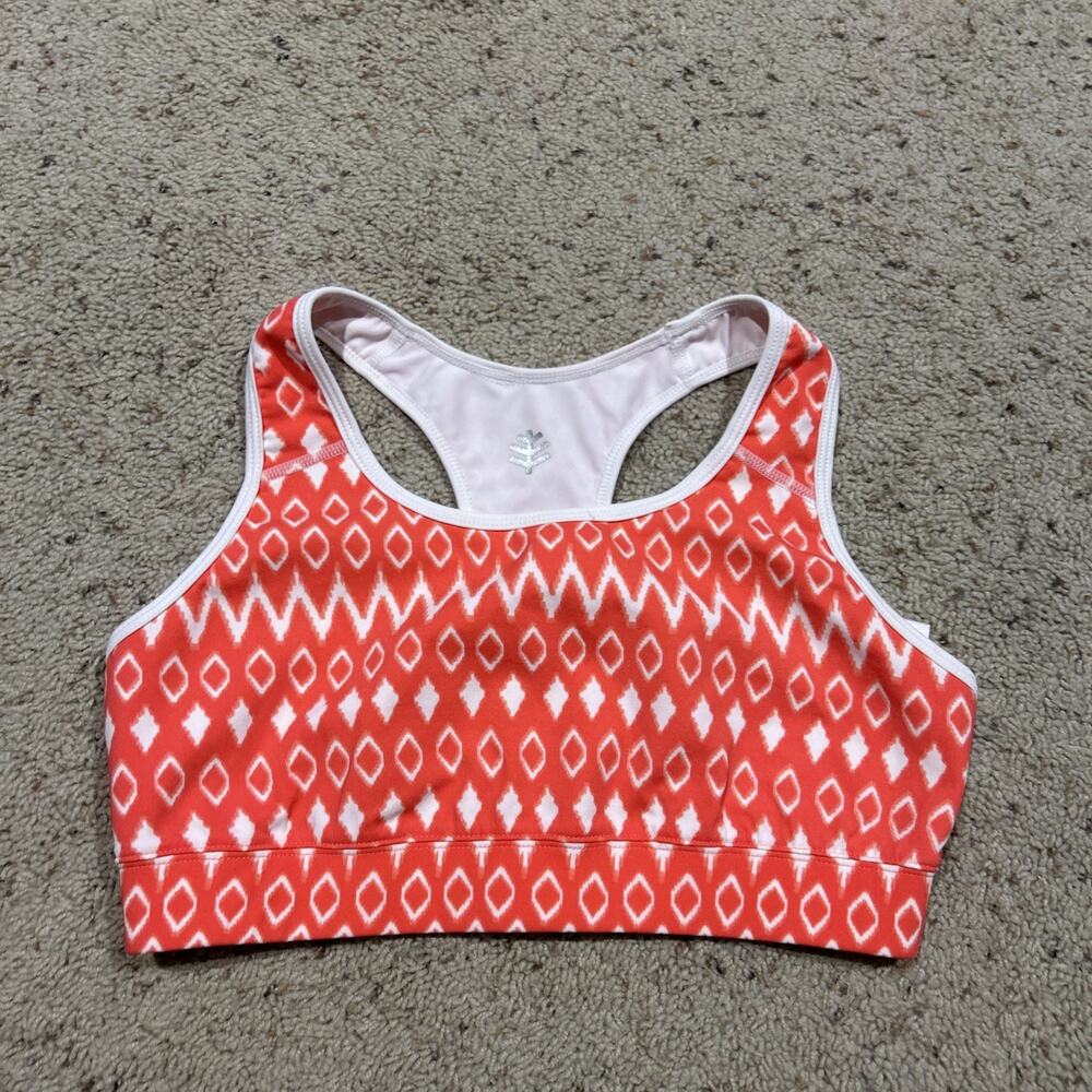 Coolibar size S SPORTS BRA UPF 50+ REVERSIBLE Coral Print / White D25